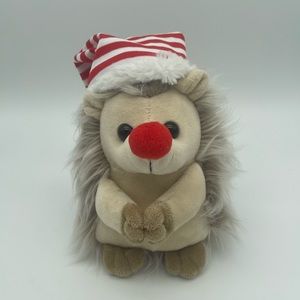 The Petting Zoo Plush Hedgehog  Chritsmas Hat 8”